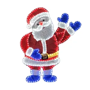 125 CM Pre-Lit Xmas Santa Claus Figure with Waving Arms and 6 Lighting Modes