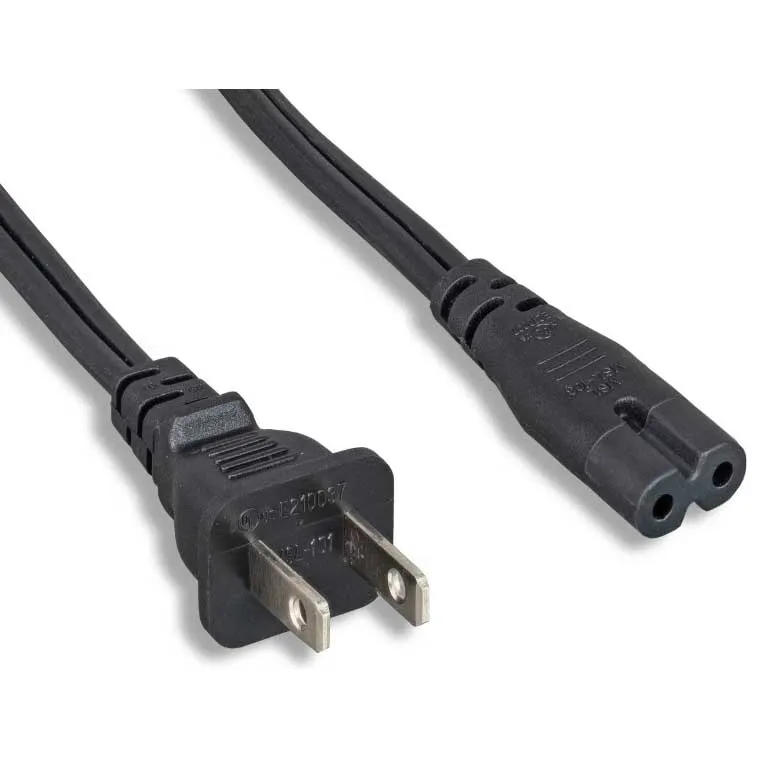 18 AWG Non-Polarized Notebook Power Cord NEMA 1-15P to C7, 10 feet