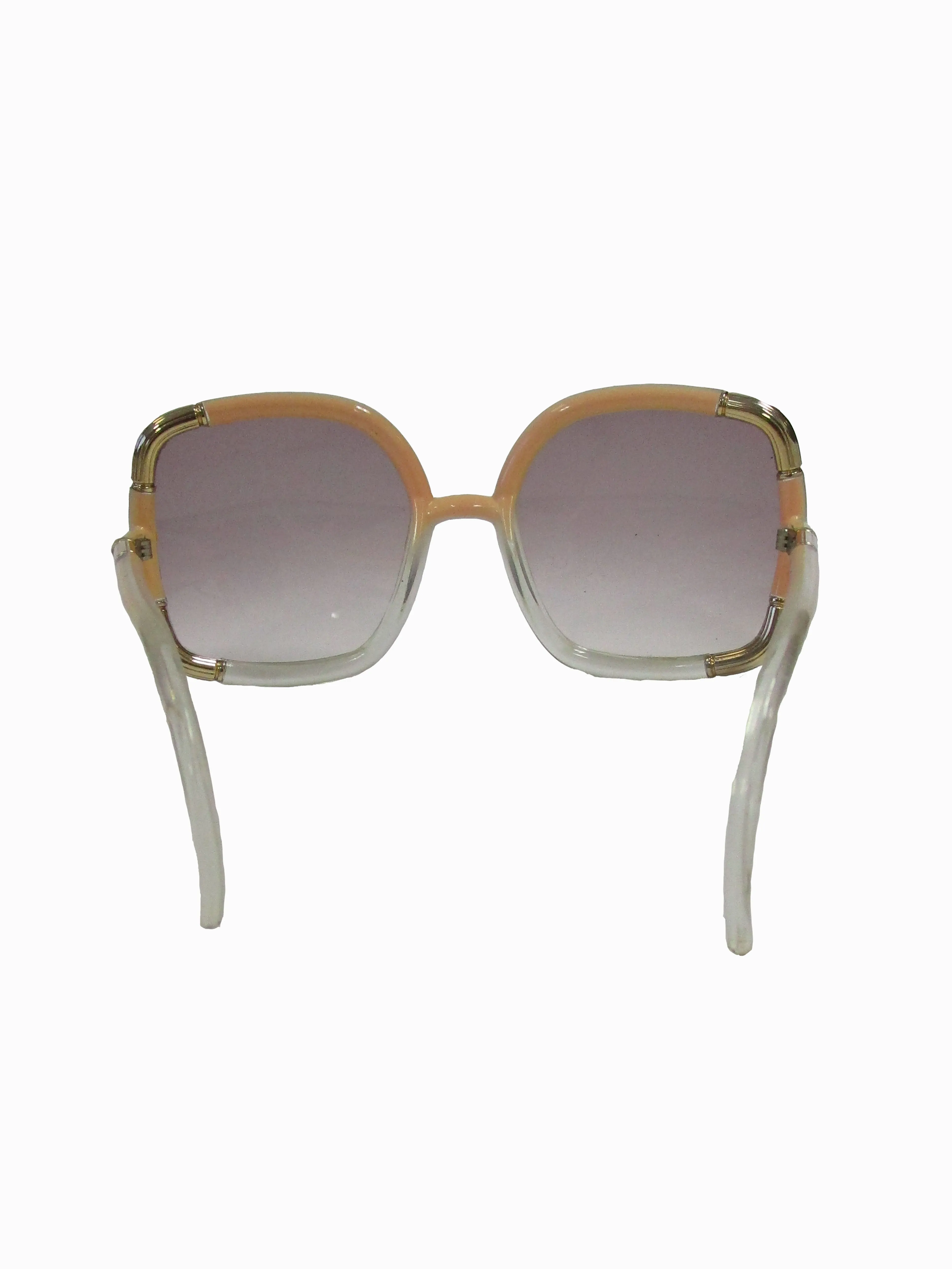 1970s Ted Lapidus Paris Nude and Clear Oversized Sunglasses