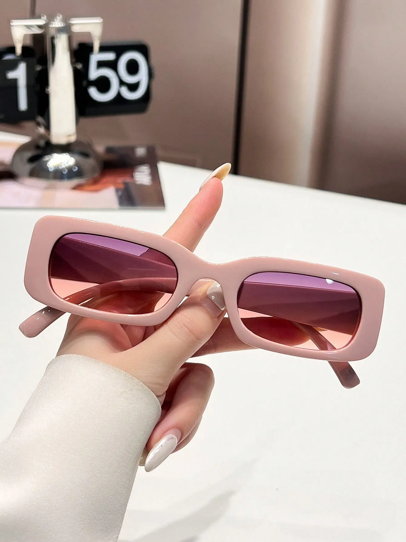 1pc Fashionable Y2K Retro Square Sunglasses, Cute Daily Sports Eyewear For Men And Women