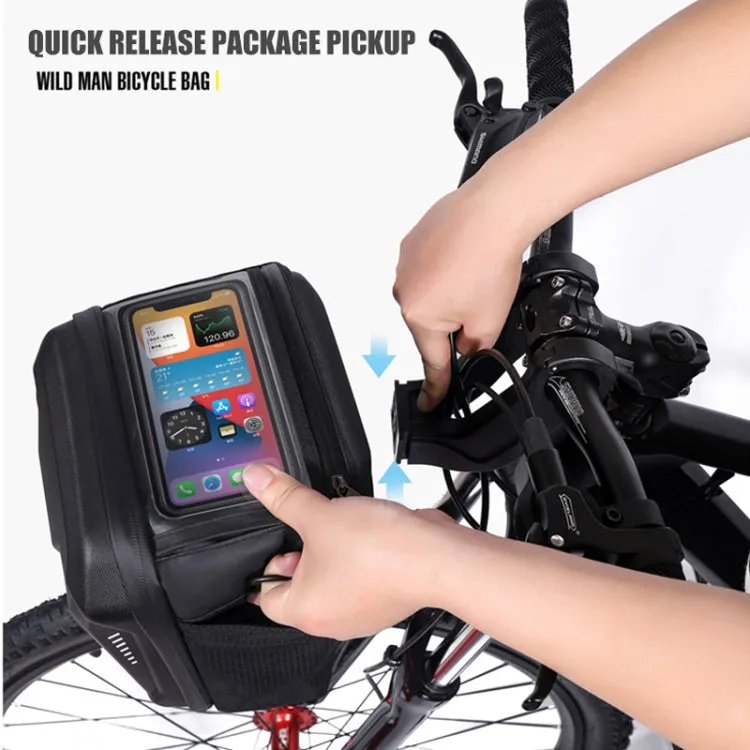 3L WILD MAN GS9 Mountain Bike Handle Bag Hanging Bag Riding Head Bag Touch Screen EVA Hard Shell Bag(Black)