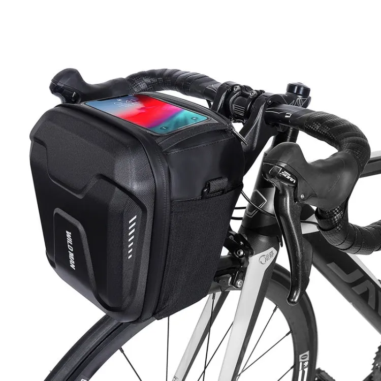 3L WILD MAN GS9 Mountain Bike Handle Bag Hanging Bag Riding Head Bag Touch Screen EVA Hard Shell Bag(Black)