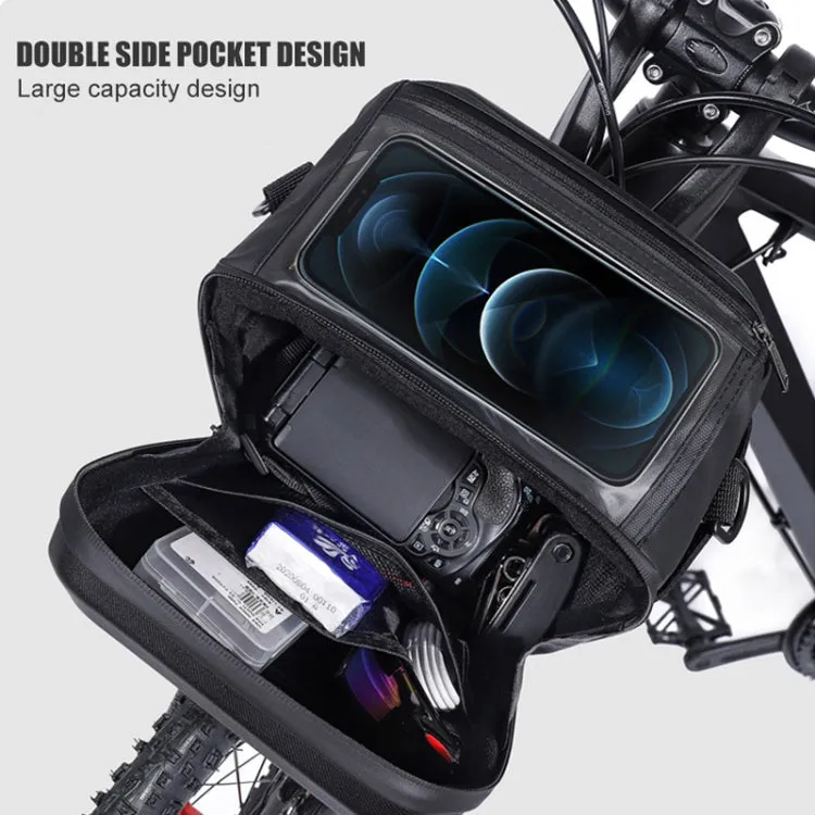 3L WILD MAN GS9 Mountain Bike Handle Bag Hanging Bag Riding Head Bag Touch Screen EVA Hard Shell Bag(Black)