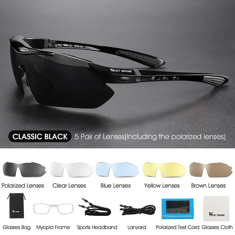 5 Lens Polarized Cycling Glasses Men Women Sports Sunglasses Road MTB Mountain Bike Bicycle Riding Goggles Eyewear