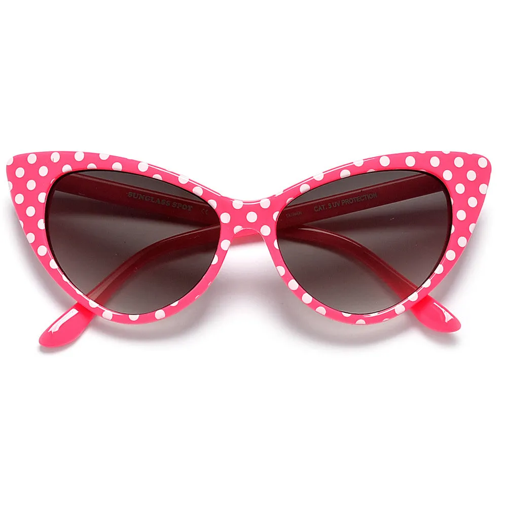 50s Inspired Polka Dot Cat Eye High Fashion Sunglasses