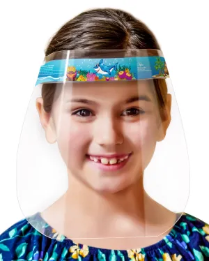 60-Pack Children's Safety Face Shields - Anti-Fog, Anti-Static, Hypoallergenic (Under the Sea, 6/Bag, 10/Case, 60 Pieces)