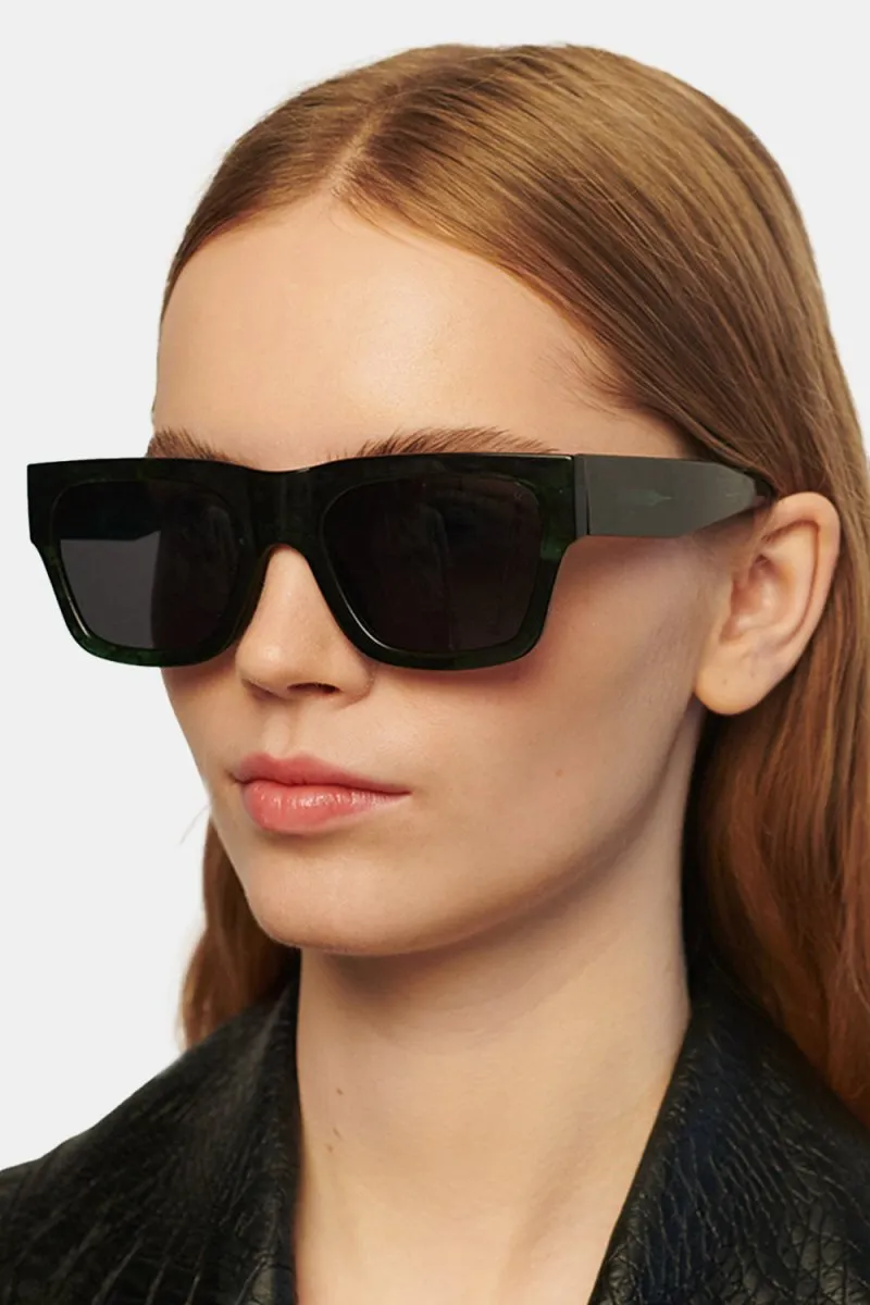 A Kjaerbede Agnes Big Frame Sunglasses (Green Marble Transparent)