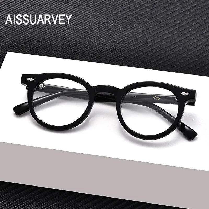 Aissuarvey Full Rim Light Acetate Round Horn Rim Frame Eyeglasses Unisex