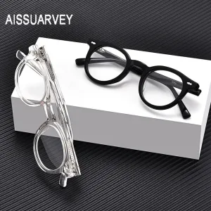 Aissuarvey Full Rim Light Acetate Round Horn Rim Frame Eyeglasses Unisex