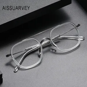 Aissuarvey Men's Eyeglasses Titanium Ip Acetate Double Bridge Full Rim 13.3g