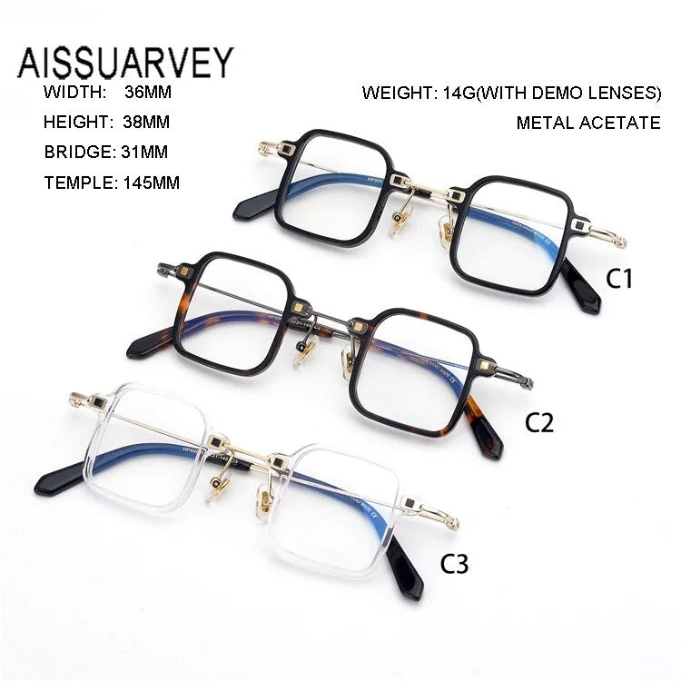 Aissuarvey Unisex Acetate Metal Square Full Rim Eyeglasses Hp506