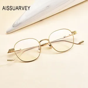 Aissuarvey Unisex Full Rim IP Titanium Frame Eyeglasses