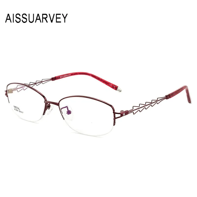 Aissuarvey Women's Semi Rim Rectangle Hollow Alloy Eyeglasses As1561571