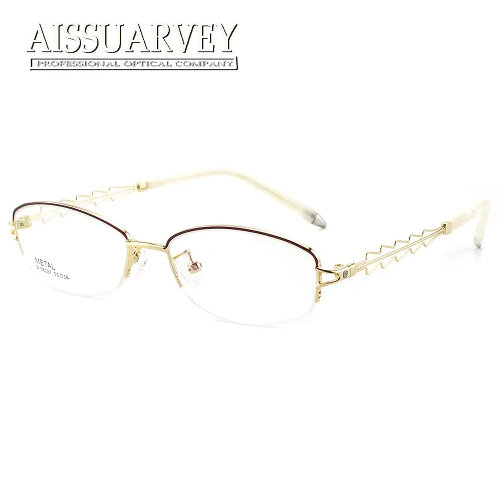 Aissuarvey Women's Semi Rim Rectangle Hollow Alloy Eyeglasses As1561571