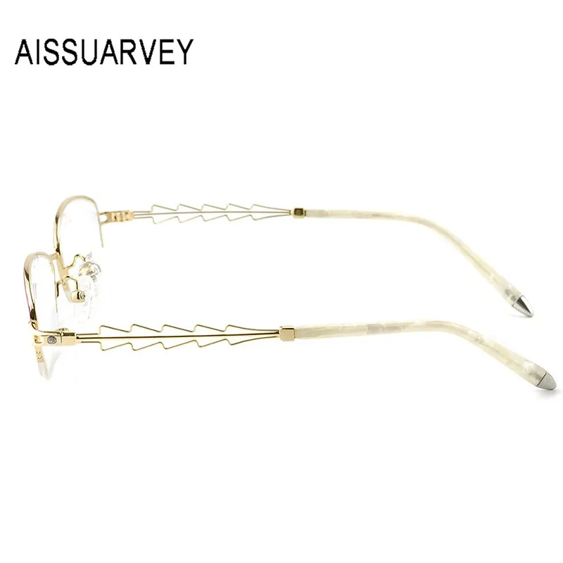 Aissuarvey Women's Semi Rim Rectangle Hollow Alloy Eyeglasses As1561571