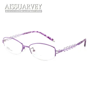 Aissuarvey Women's Semi Rim Rectangle Hollow Alloy Eyeglasses As1561571