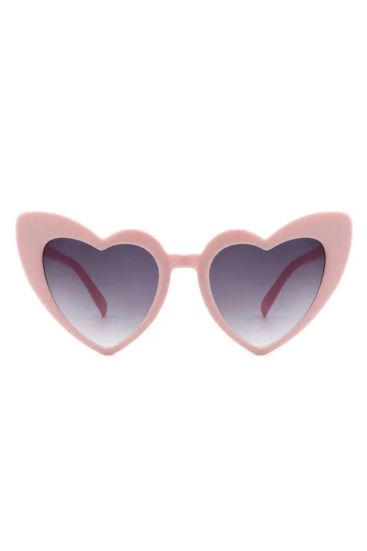 Angular Heart Cat-Eye Sunglasses - Pink Smoke