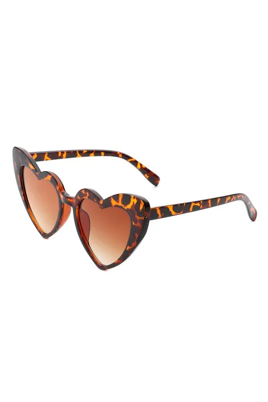 Angular Heart Cat-Eye Sunglasses - Tortoiseshell