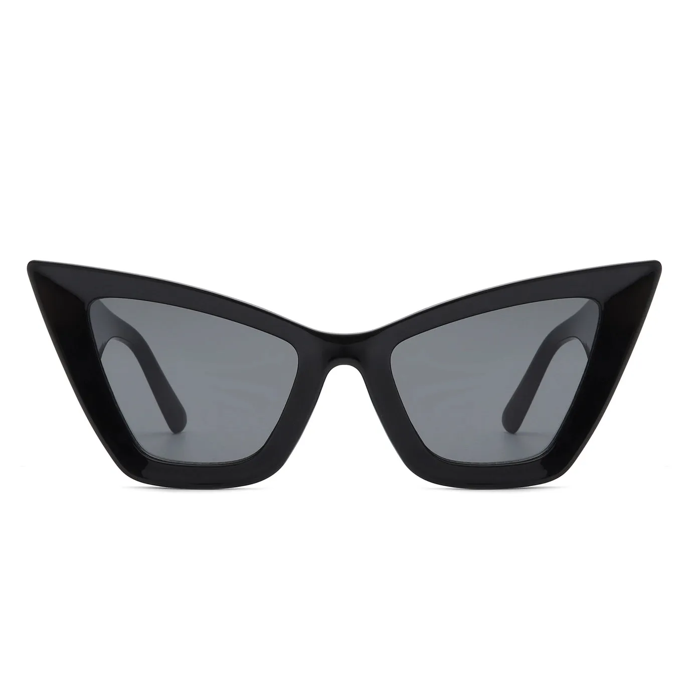 Angular Thick Frame Cat-Eye Sunglasses - Black