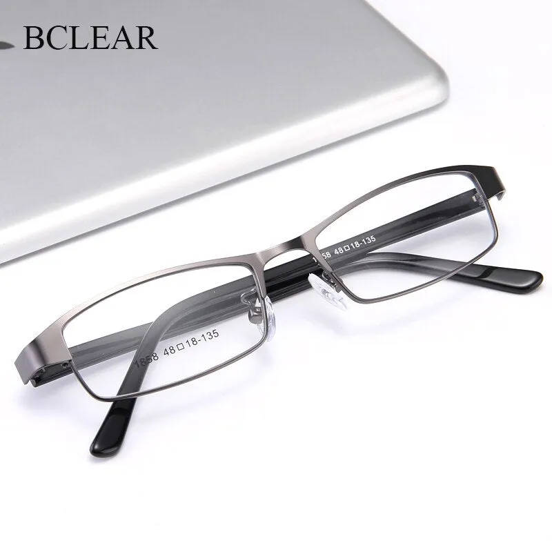 Bclear Men's Full Rim Small Rectangle Alloy Acetate Frame Eyeglasses My1858