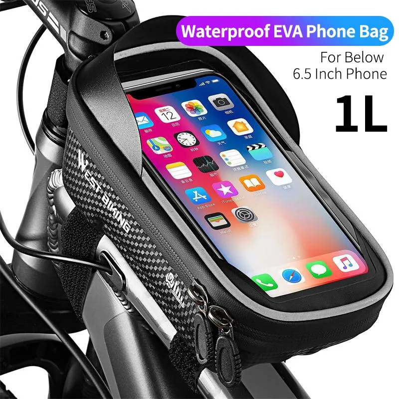 Bicycle Bag 6.0-7.2 Inch Phone Bag Waterproof Front Frame Cycling Bag Sensitive Touch Screen MTB Road Bike Bag