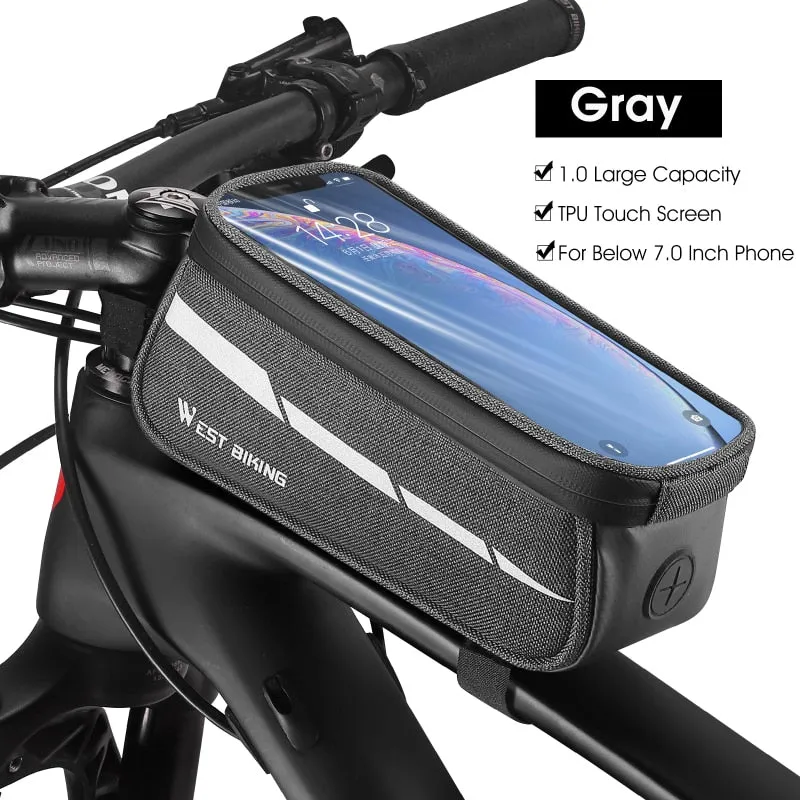 Bicycle Bag 6.0-7.2 Inch Phone Bag Waterproof Front Frame Cycling Bag Sensitive Touch Screen MTB Road Bike Bag