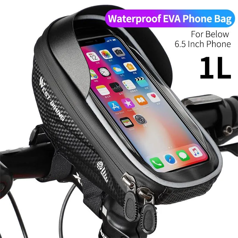 Bicycle Bag 6.0-7.2 Inch Phone Bag Waterproof Front Frame Cycling Bag Sensitive Touch Screen MTB Road Bike Bag