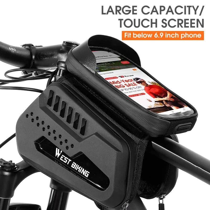 Bicycle Bag Frame Front Top Tube Cycling Bag Waterproof 6-7.4" Phone Case Touchscreen Bag MTB Road Bike Accessories