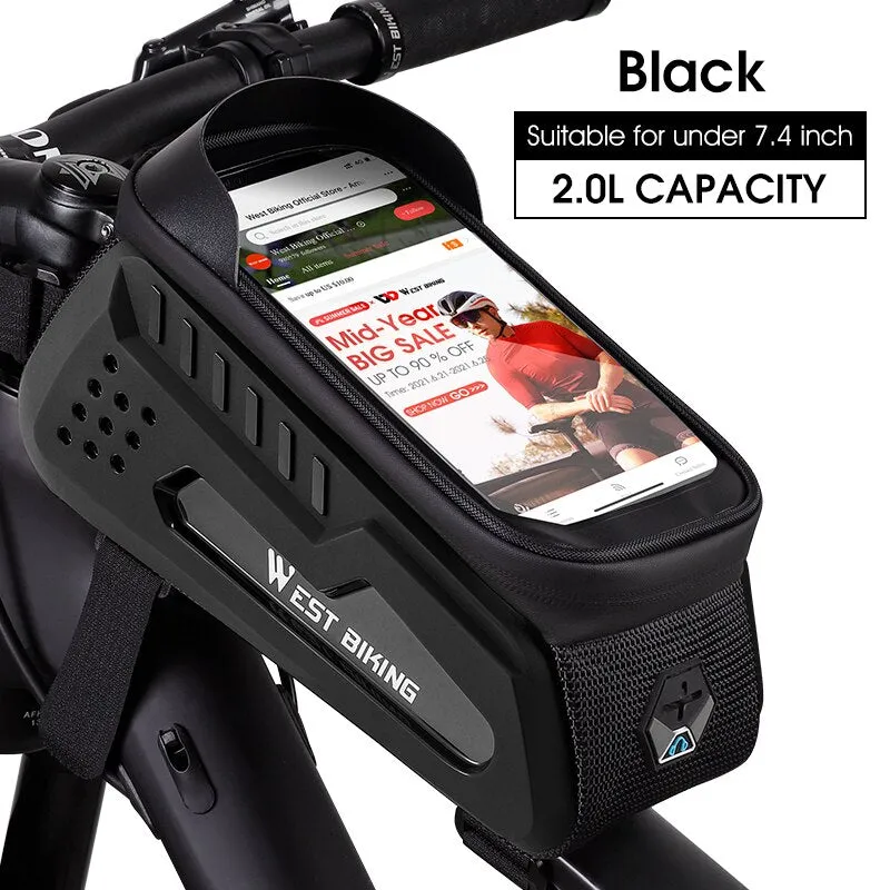 Bicycle Bag Frame Front Top Tube Cycling Bag Waterproof 6-7.4" Phone Case Touchscreen Bag MTB Road Bike Accessories