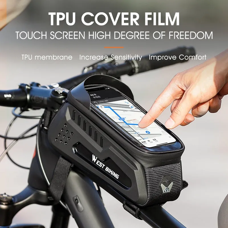 Bicycle Bag Frame Front Top Tube Cycling Bag Waterproof 6-7.4" Phone Case Touchscreen Bag MTB Road Bike Accessories