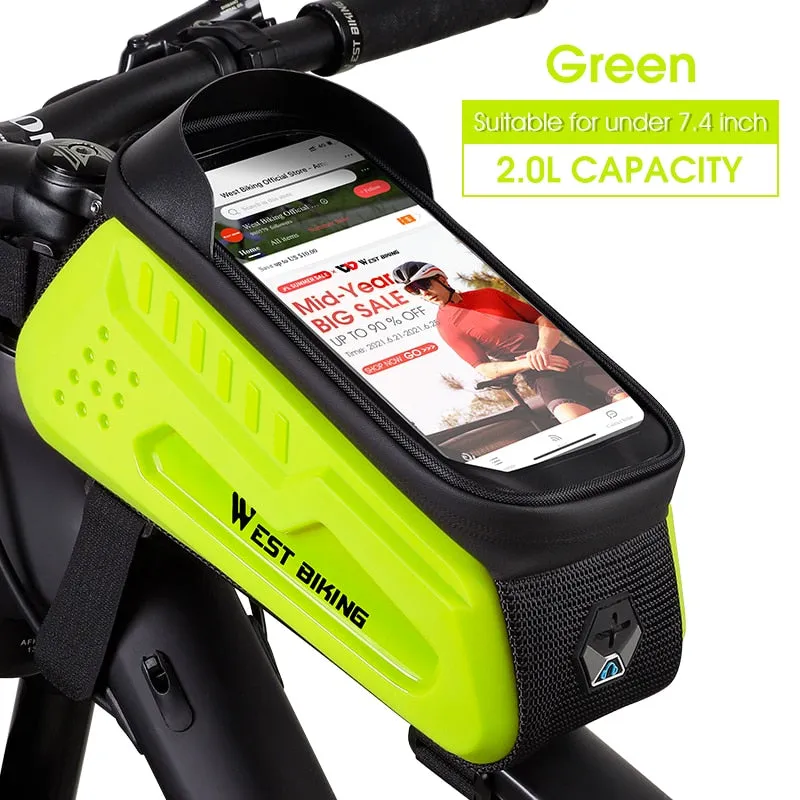 Bike Bag Waterproof Frame Front Top Tube Bicycle Bag 6-7.4" Phone Case Touchscreen Bag MTB Road Cycling Accessories