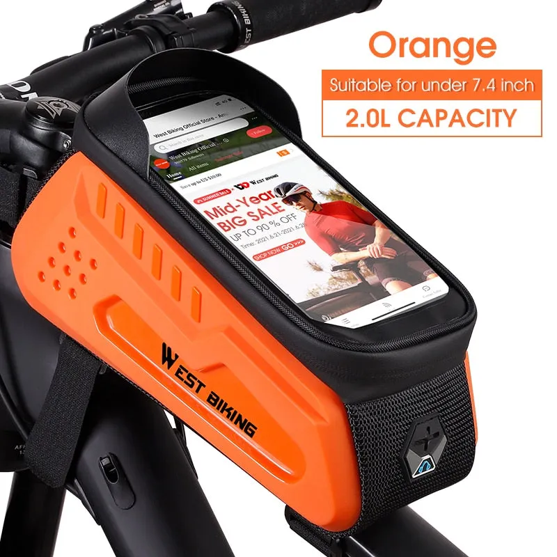 Bike Bag Waterproof Frame Front Top Tube Bicycle Bag 6-7.4" Phone Case Touchscreen Bag MTB Road Cycling Accessories