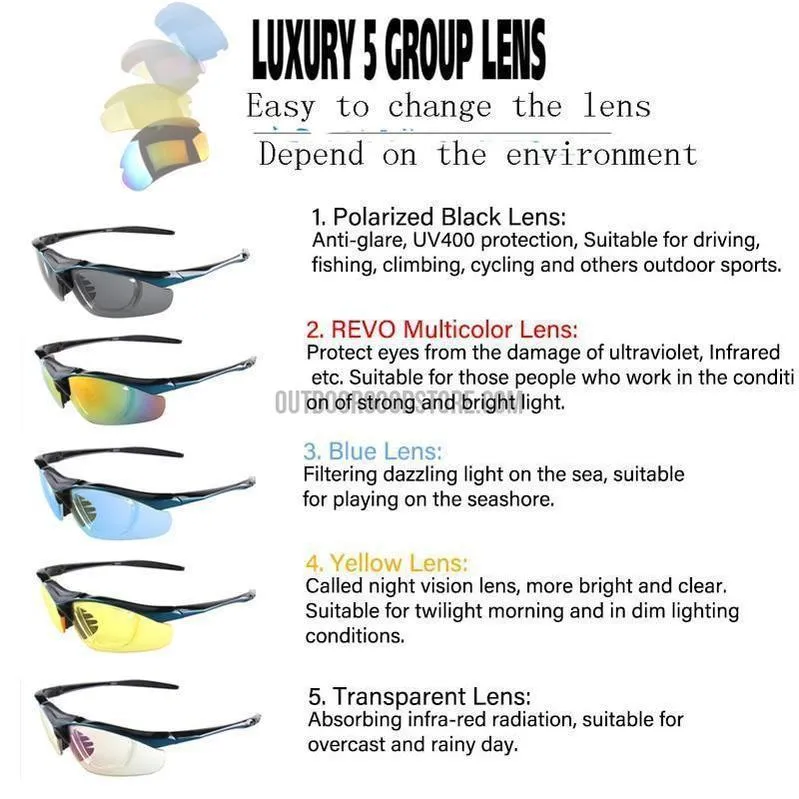 BL Polarized UV400 Outdoor Sunglasses (5 Lenses)