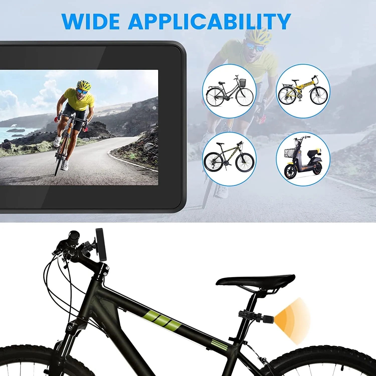 Blueear Bike Bicycle Mirror,1080P Bicycle Rear View Camera with 4.3" Screen,130° Wide Angle Color Night Vision Bikes Camera 360° Adjustable,Bike Accessories for Bicycle, Mountain, Road Bike