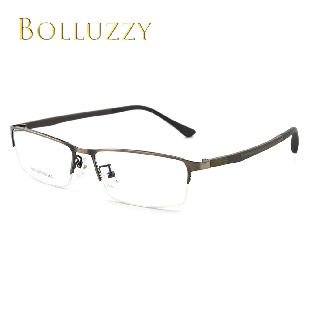 Bolluzzy Men's Eyeglasses Semi Rim Alloy Square 9395