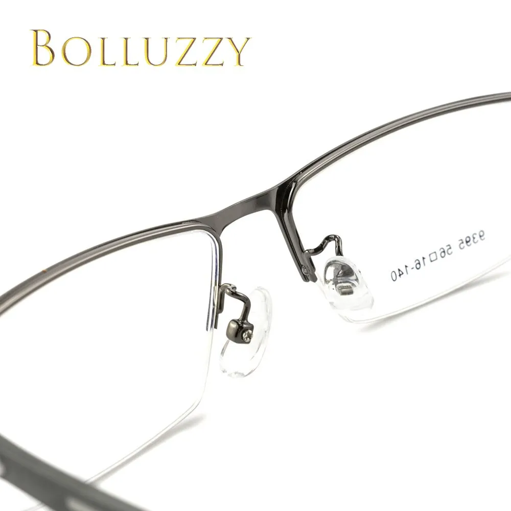 Bolluzzy Men's Eyeglasses Semi Rim Alloy Square 9395