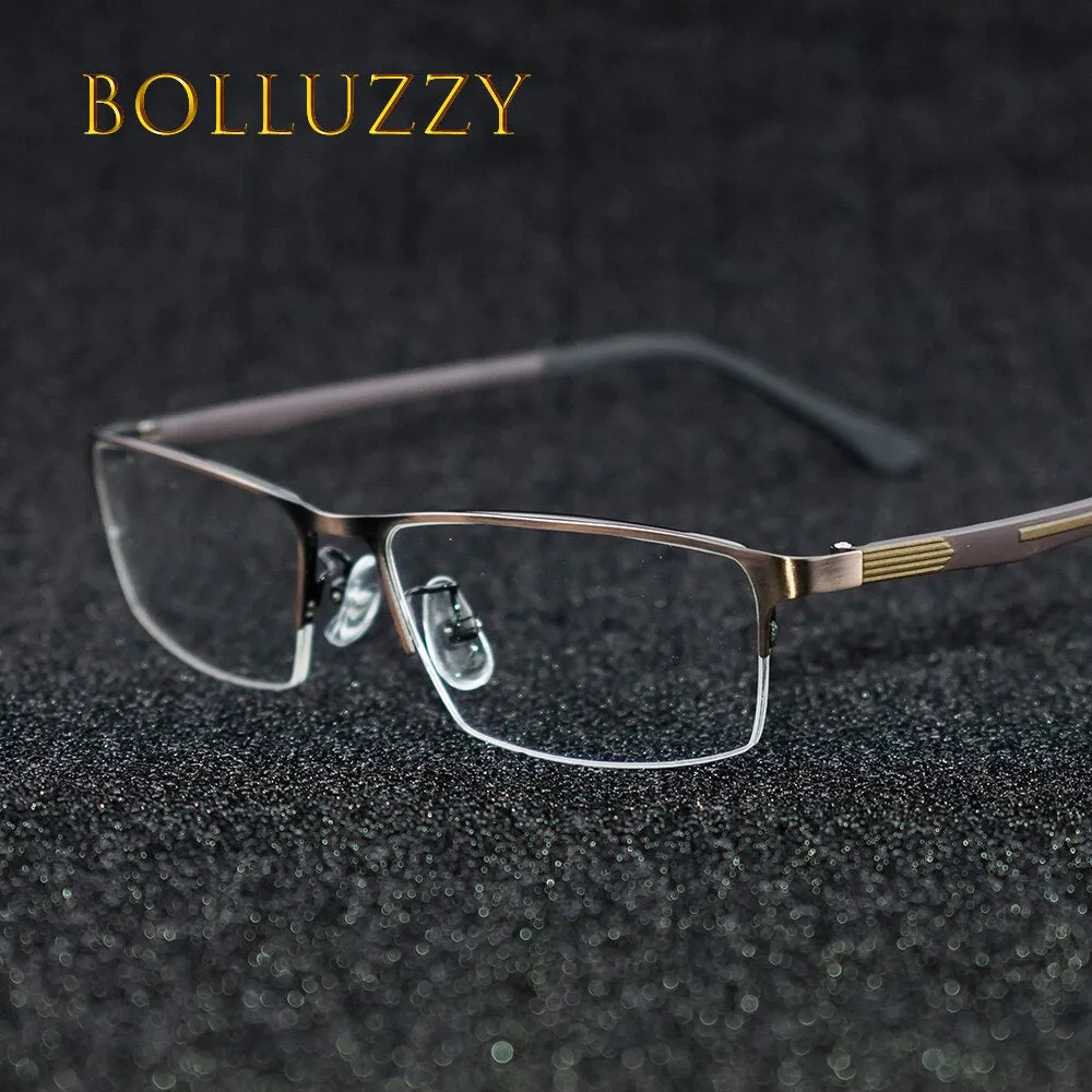 Bolluzzy Men's Eyeglasses Semi Rim Alloy Square 9395