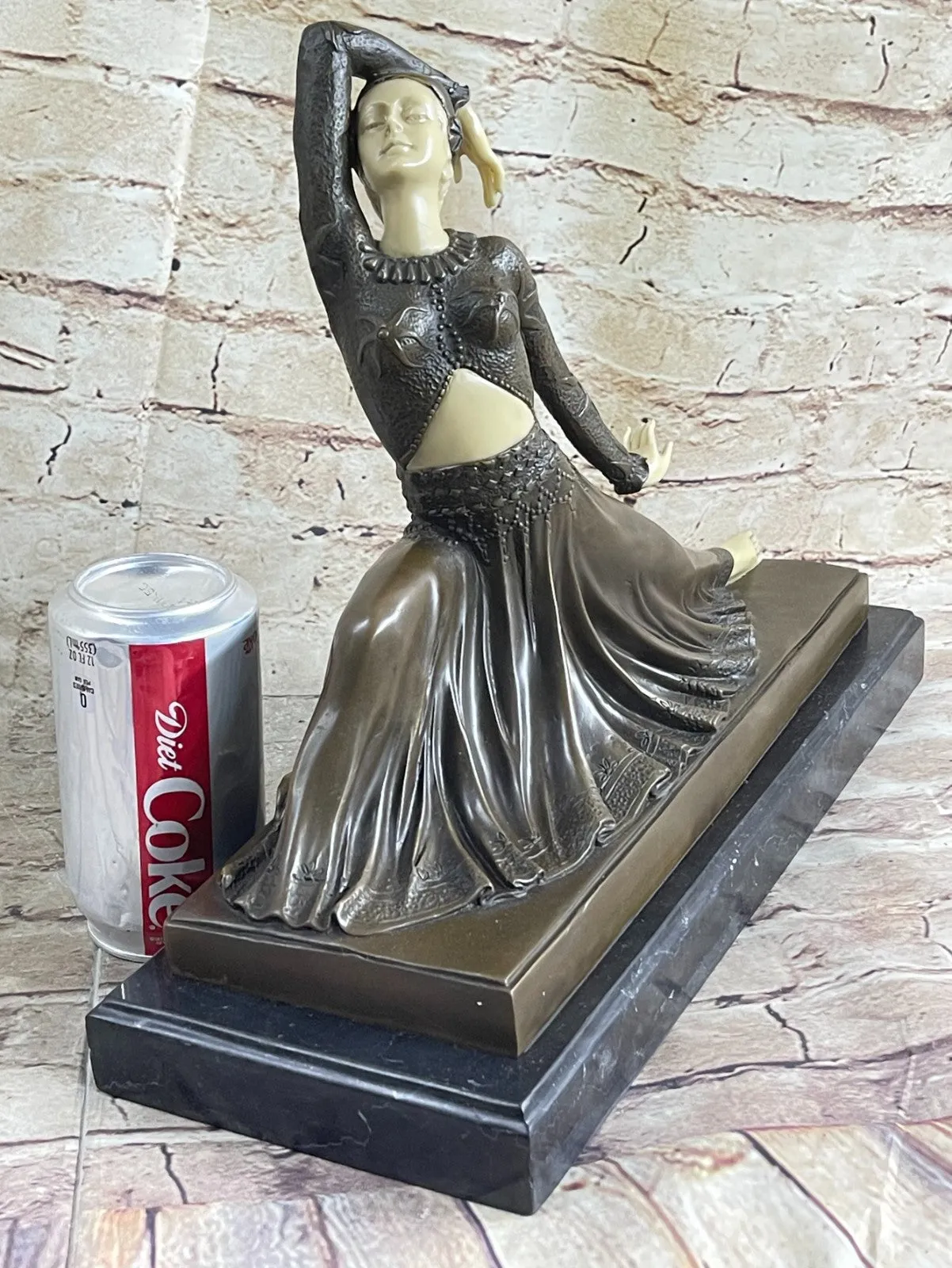 Bronze Modern Vintage Art Deco Sculpture Female Dancer Metal Statue