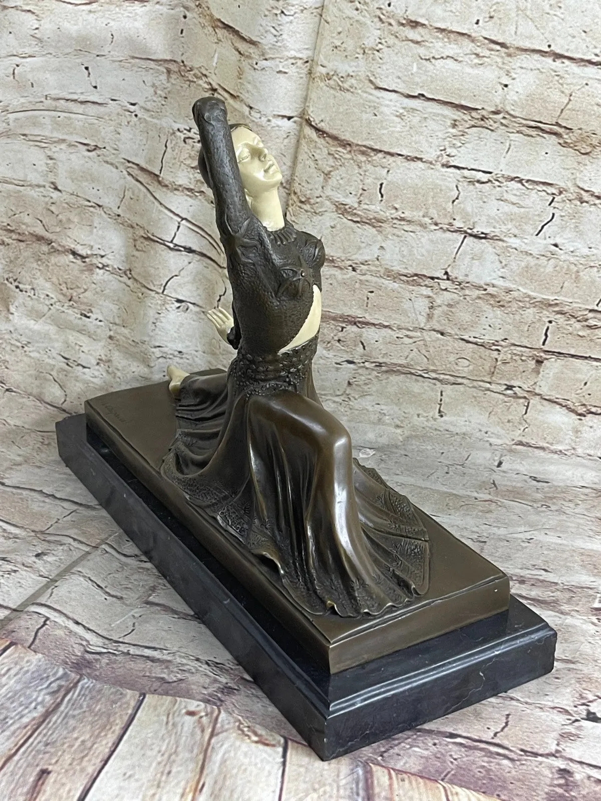 Bronze Modern Vintage Art Deco Sculpture Female Dancer Metal Statue