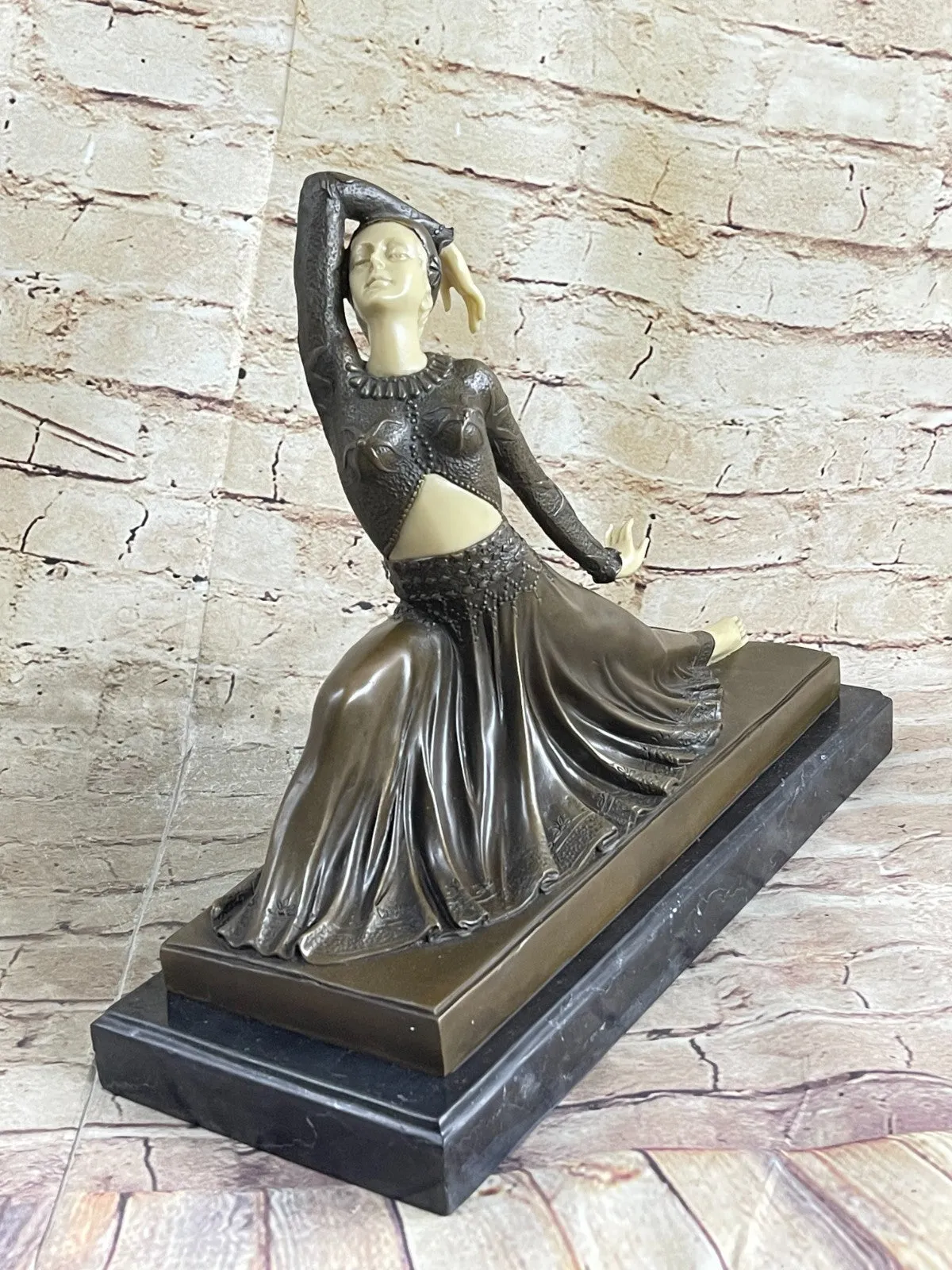 Bronze Modern Vintage Art Deco Sculpture Female Dancer Metal Statue