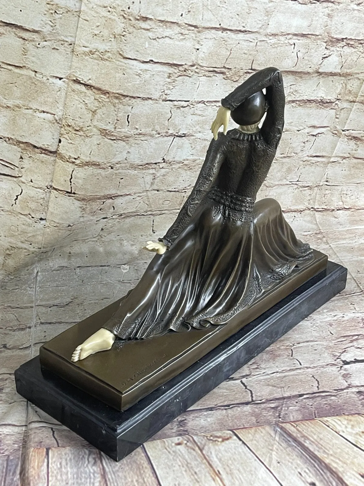 Bronze Modern Vintage Art Deco Sculpture Female Dancer Metal Statue