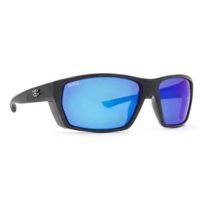 Calcutta Calico Shiny Black Frames - Blue Mirror Lens - Polarized Sunglasses