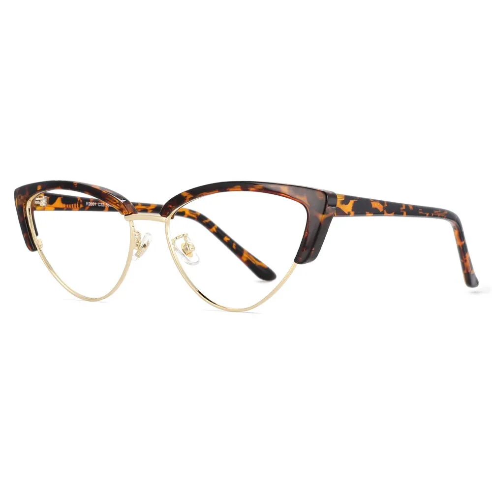 CCspace Unisex Full Rim Cat Eye Tr 90 Titanium Frame Eyeglasses 53840