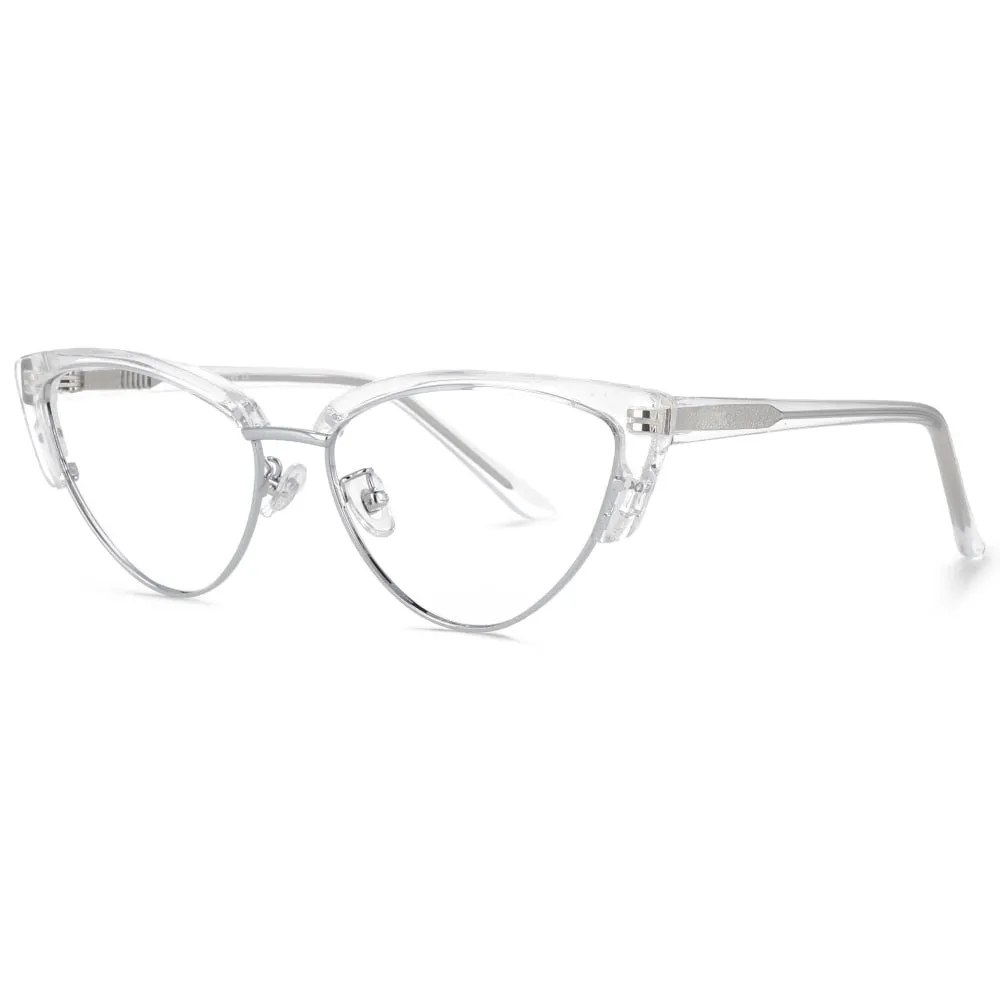 CCspace Unisex Full Rim Cat Eye Tr 90 Titanium Frame Eyeglasses 53840