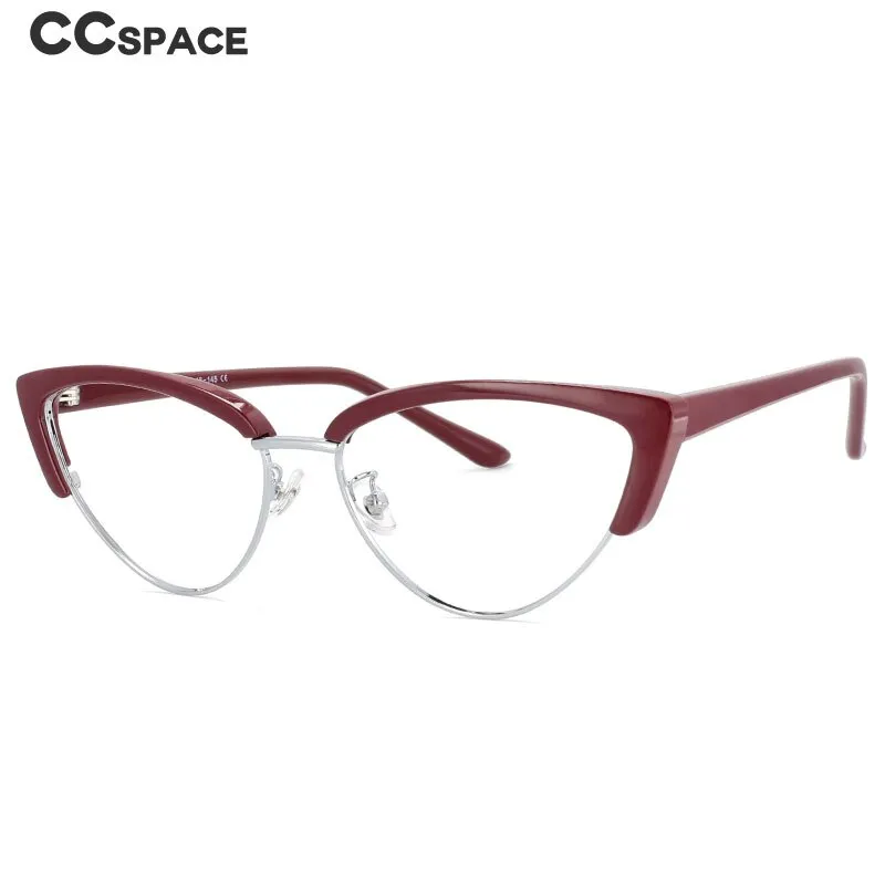 CCspace Unisex Full Rim Cat Eye Tr 90 Titanium Frame Eyeglasses 53840