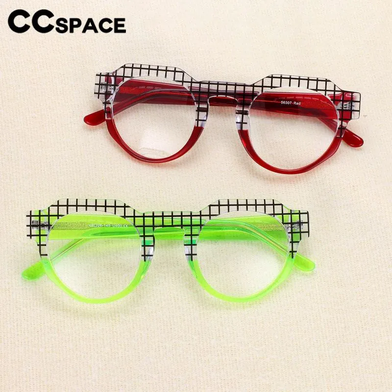 CCspace Unisex Full Rim Flat Top Round Acetate Eyeglasses 56307