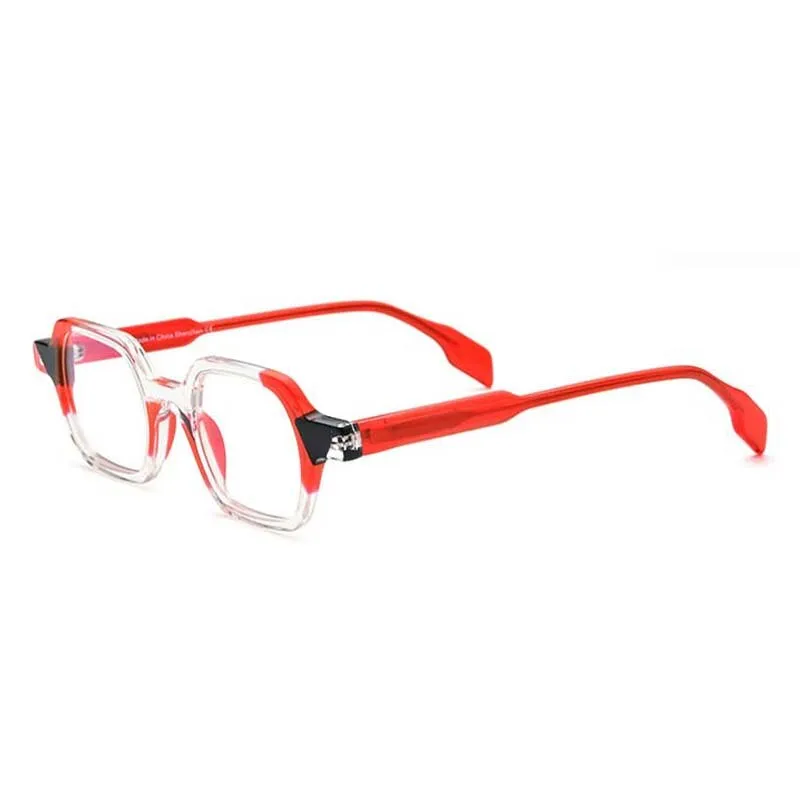 CCspace Unisex Full Rim Irregular Square Acetate Eyeglasses 54706