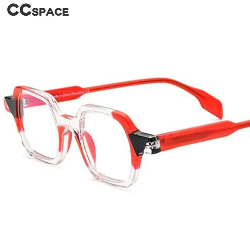 CCspace Unisex Full Rim Irregular Square Acetate Eyeglasses 54706