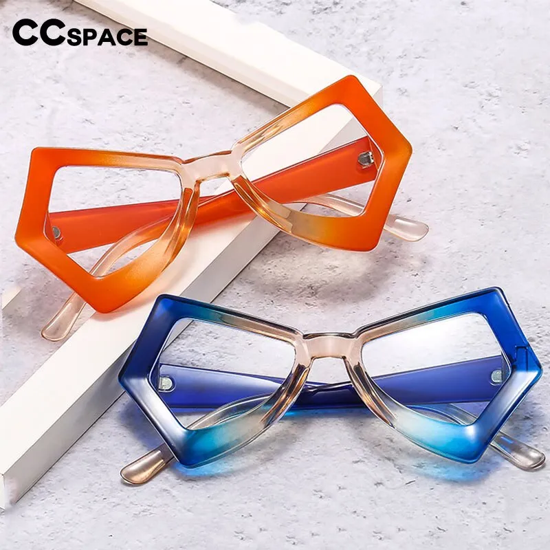 CCspace Unisex Full Rim Polygonal Cat Eye Acetate Frame Eyeglasses 54620