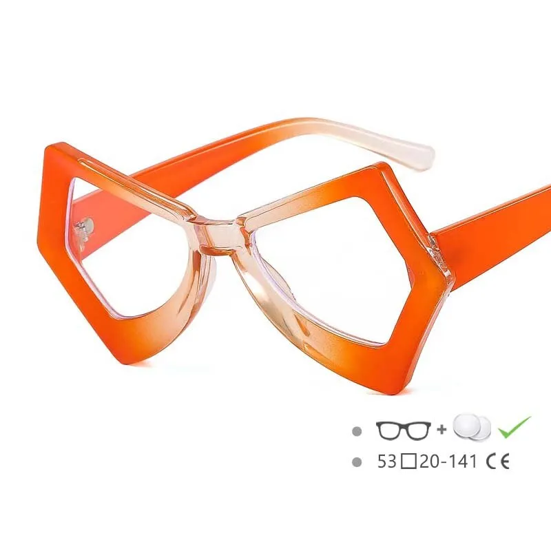 CCspace Unisex Full Rim Polygonal Cat Eye Acetate Frame Eyeglasses 54620